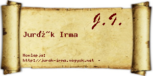 Jurák Irma névjegykártya